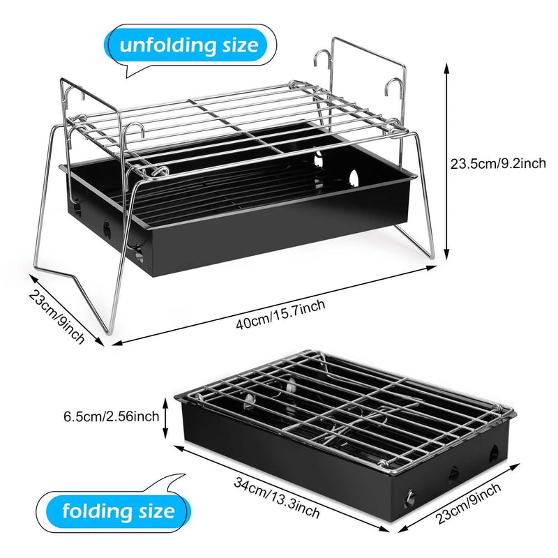 Camping Grill Barbecue Tool Folding & Lightweight Steel Mesh Portable Kitchen & Dining - DailySale