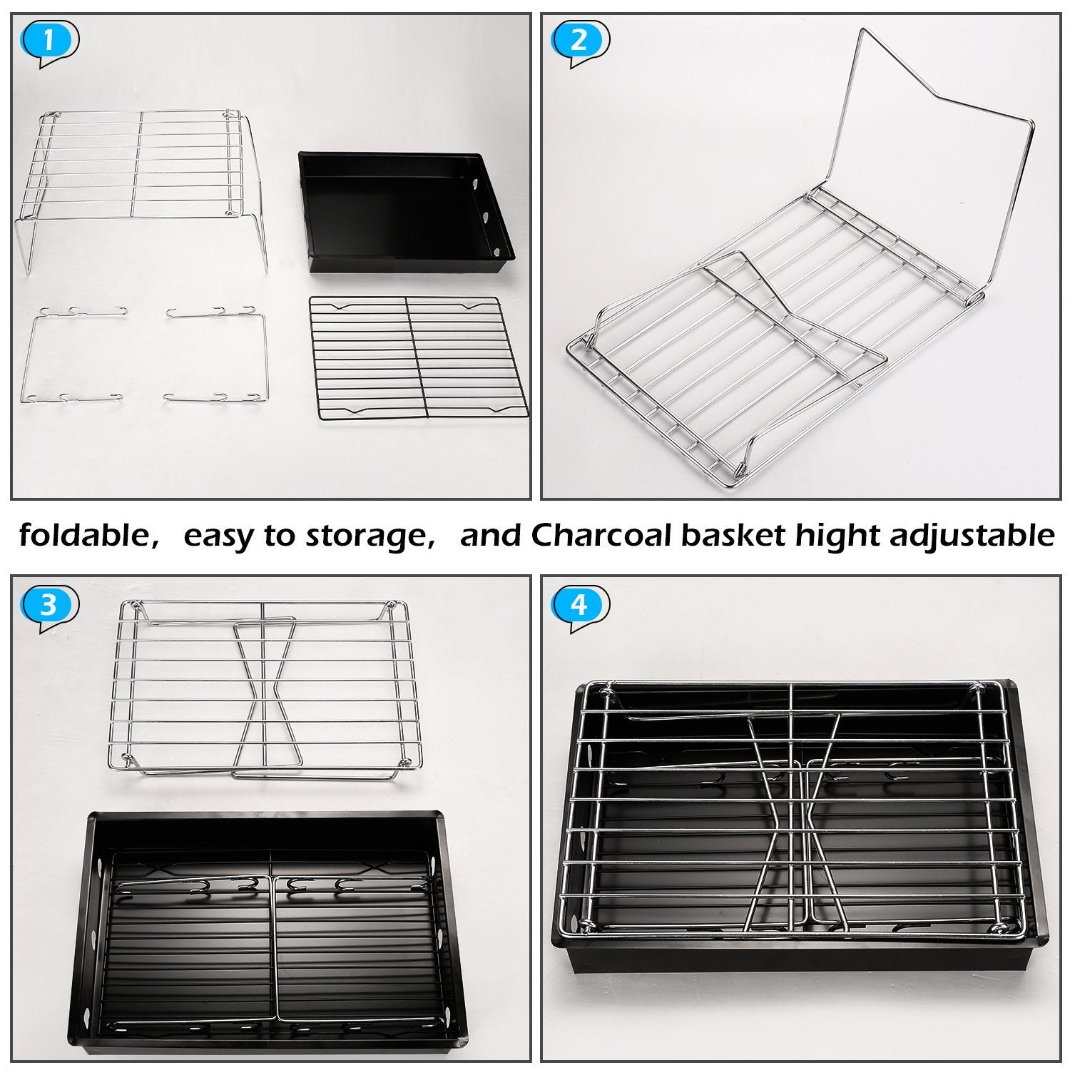 Camping Grill Barbecue Tool Folding & Lightweight Steel Mesh Portable Kitchen & Dining - DailySale