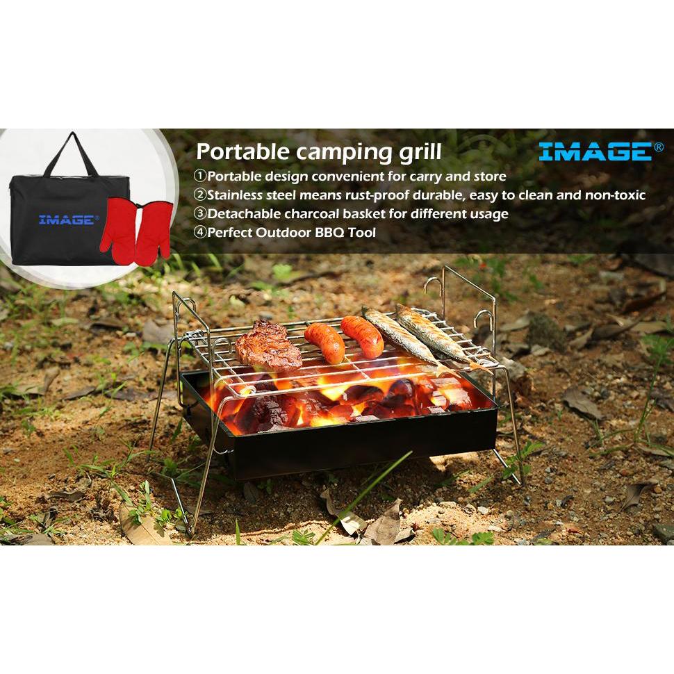 Camping Grill Barbecue Tool Folding & Lightweight Steel Mesh Portable Kitchen & Dining - DailySale