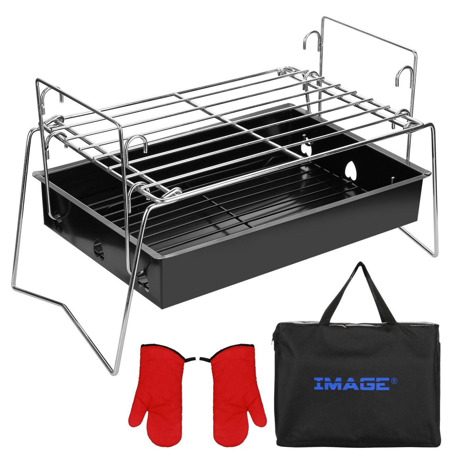 Camping Grill Barbecue Tool Folding & Lightweight Steel Mesh Portable Kitchen & Dining - DailySale