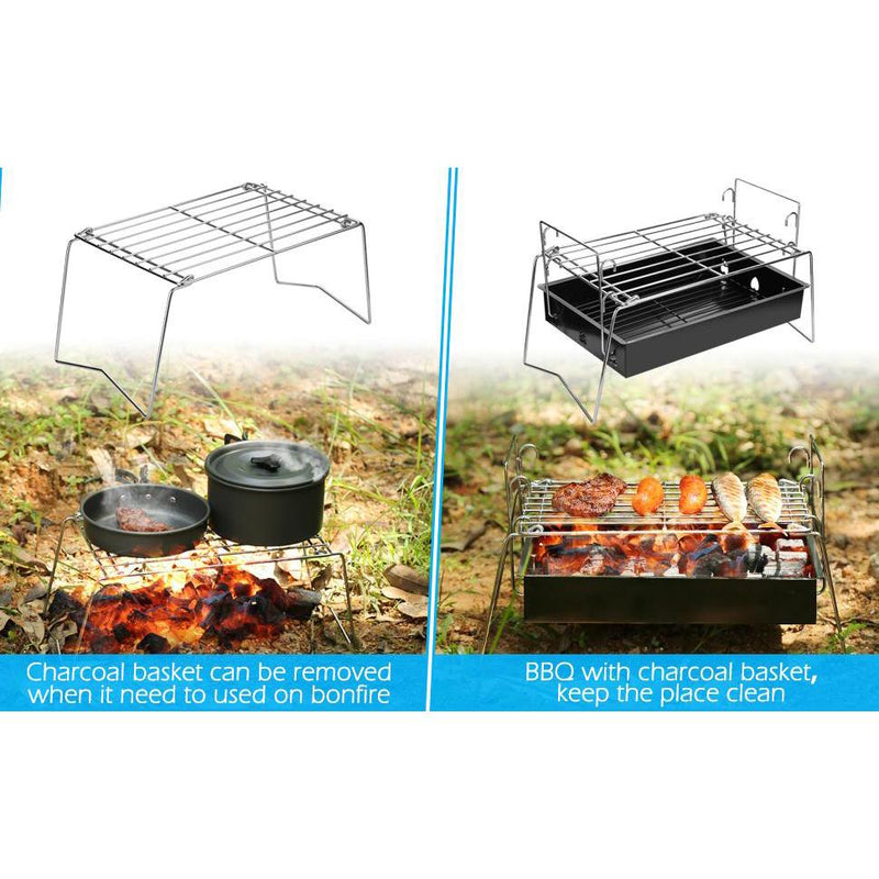 Camping Grill Barbecue Tool Folding & Lightweight Steel Mesh Portable Kitchen & Dining - DailySale