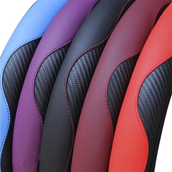 Car Auto Steering Wheel Cover Carbon Fibre Breathable Anti-slip Protector Automotive - DailySale