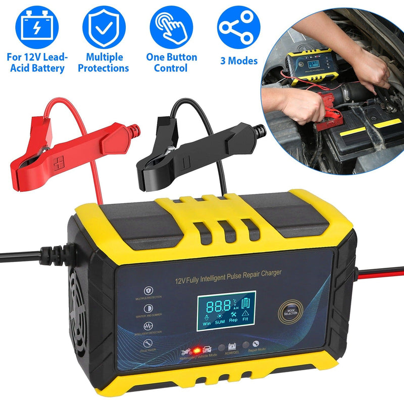 Car Battery Charger 12V/6A Smart Automatic Battery Charger Pulse Repair Automotive - DailySale