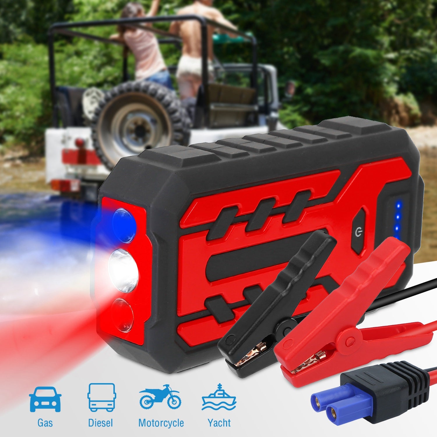 Car Jump Starter Booster with 4 Modes LED Flashlight Automotive - DailySale