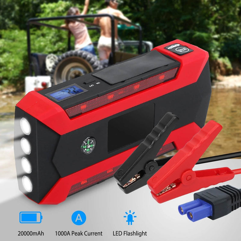 Car Jump Starter Booster with LCD Screen 4 Modes LED Flashlight Automotive - DailySale
