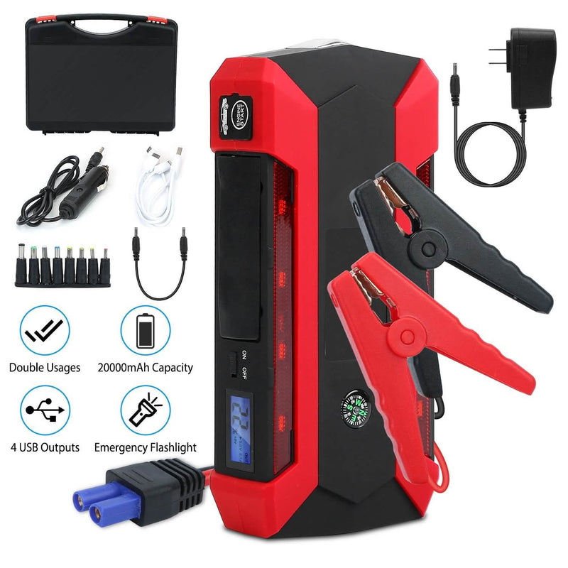Car Jump Starter Booster with LCD Screen 4 Modes LED Flashlight Automotive - DailySale