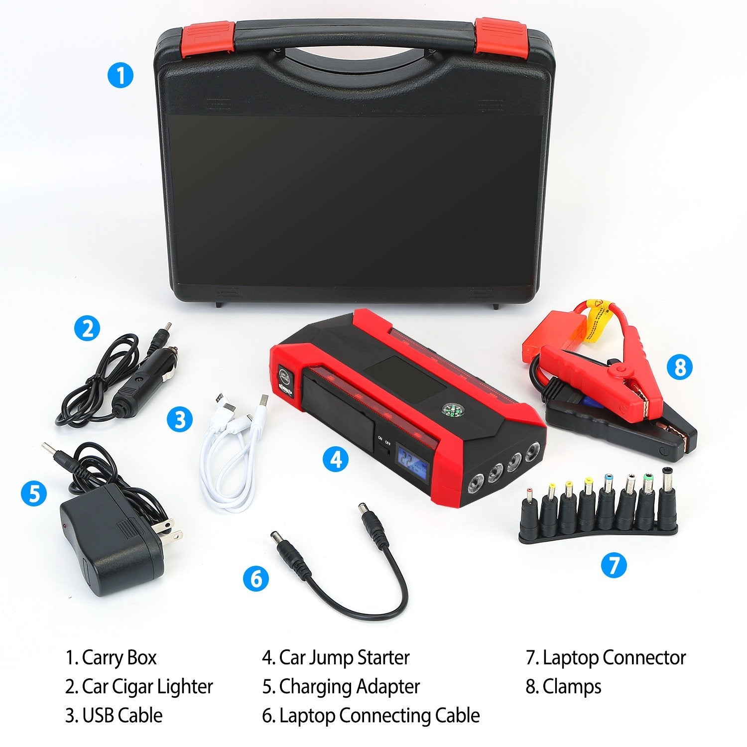 Car Jump Starter Booster with LCD Screen 4 Modes LED Flashlight Automotive - DailySale