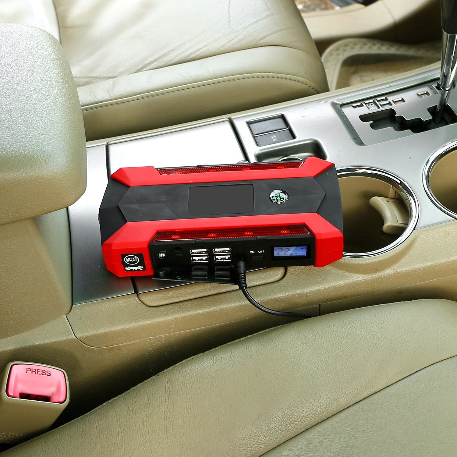 Car Jump Starter Booster with LCD Screen 4 Modes LED Flashlight Automotive - DailySale