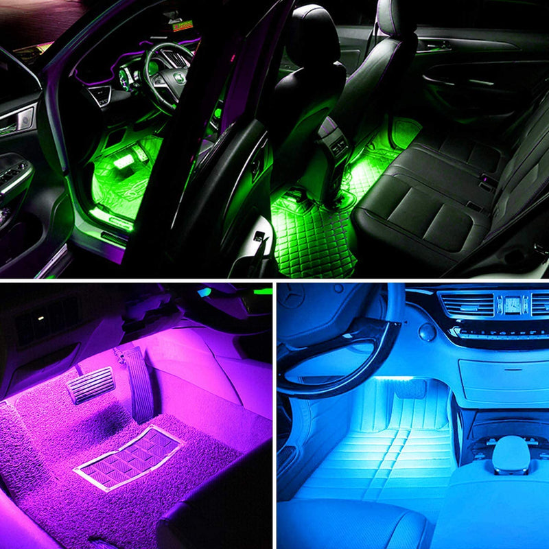 Car LED Strip Lights with Sound Active Function and Remote Controller Automotive - DailySale