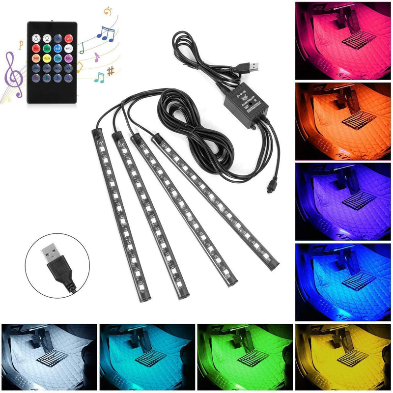 Car LED Strip Lights with Sound Active Function and Remote Controller Automotive Multicolor(USB) - DailySale