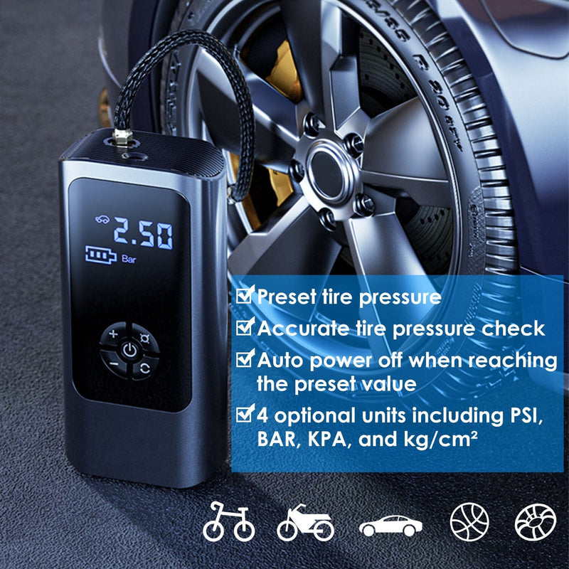 Car Tire Inflator Corded with LED Light Automotive - DailySale