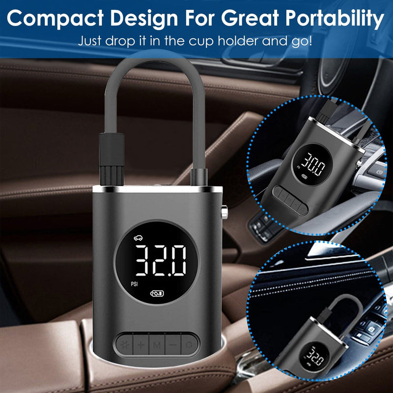 Car Tire Inflator Pump Portable 150 PSI with LED Light Automotive - DailySale