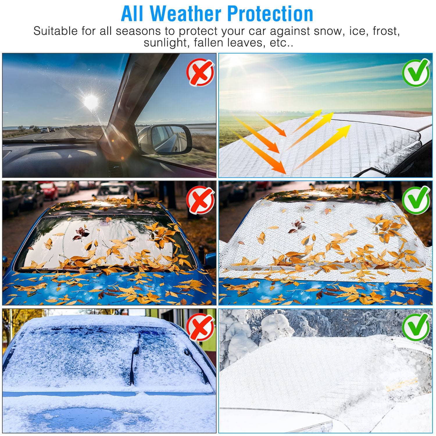 Car Windshield Snow Cover Windproof Magnetic Car Windscreen Cover Automotive - DailySale