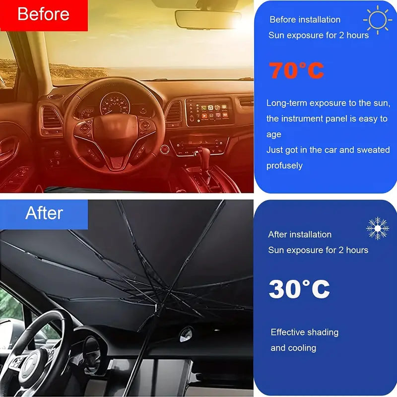 Car Windshield Sun Shade UV Rays and Heat Sun Visor Protector Foldable Reflector Umbrella Automotive - DailySale