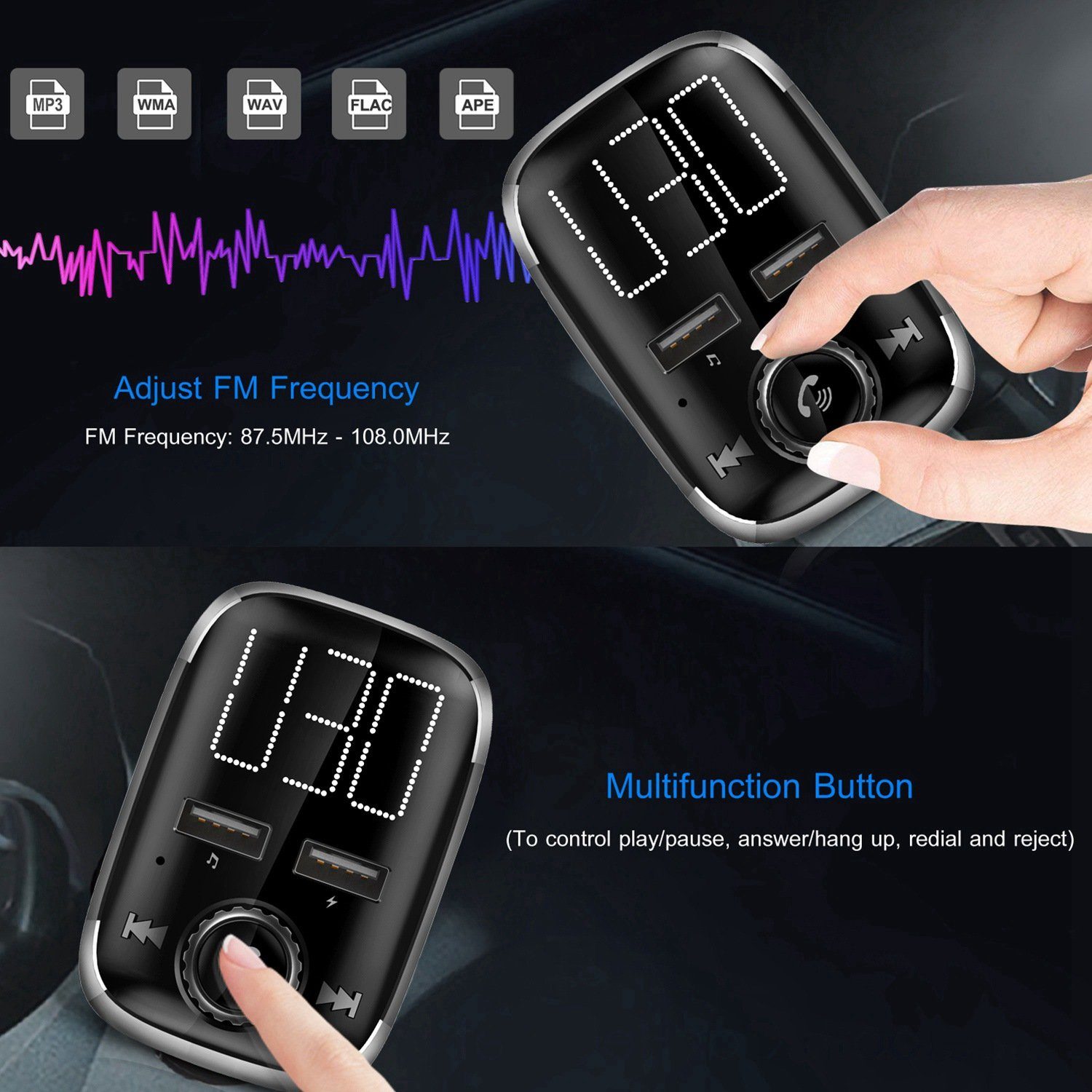 Car Wireless FM Transmitter Dual USB Charger Automotive - DailySale