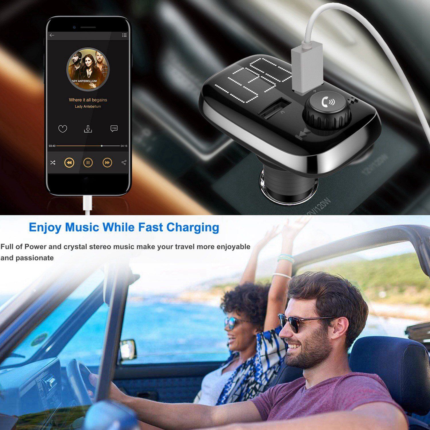 Car Wireless FM Transmitter Dual USB Charger Automotive - DailySale