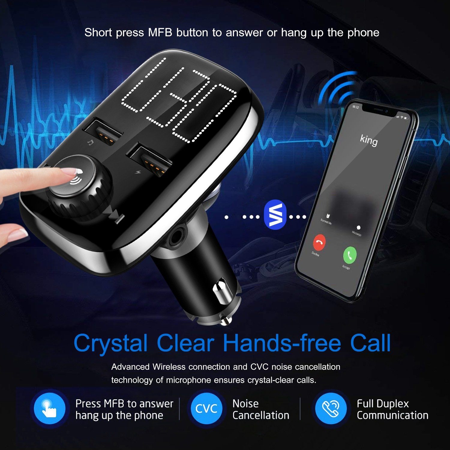 Car Wireless FM Transmitter Dual USB Charger Automotive - DailySale