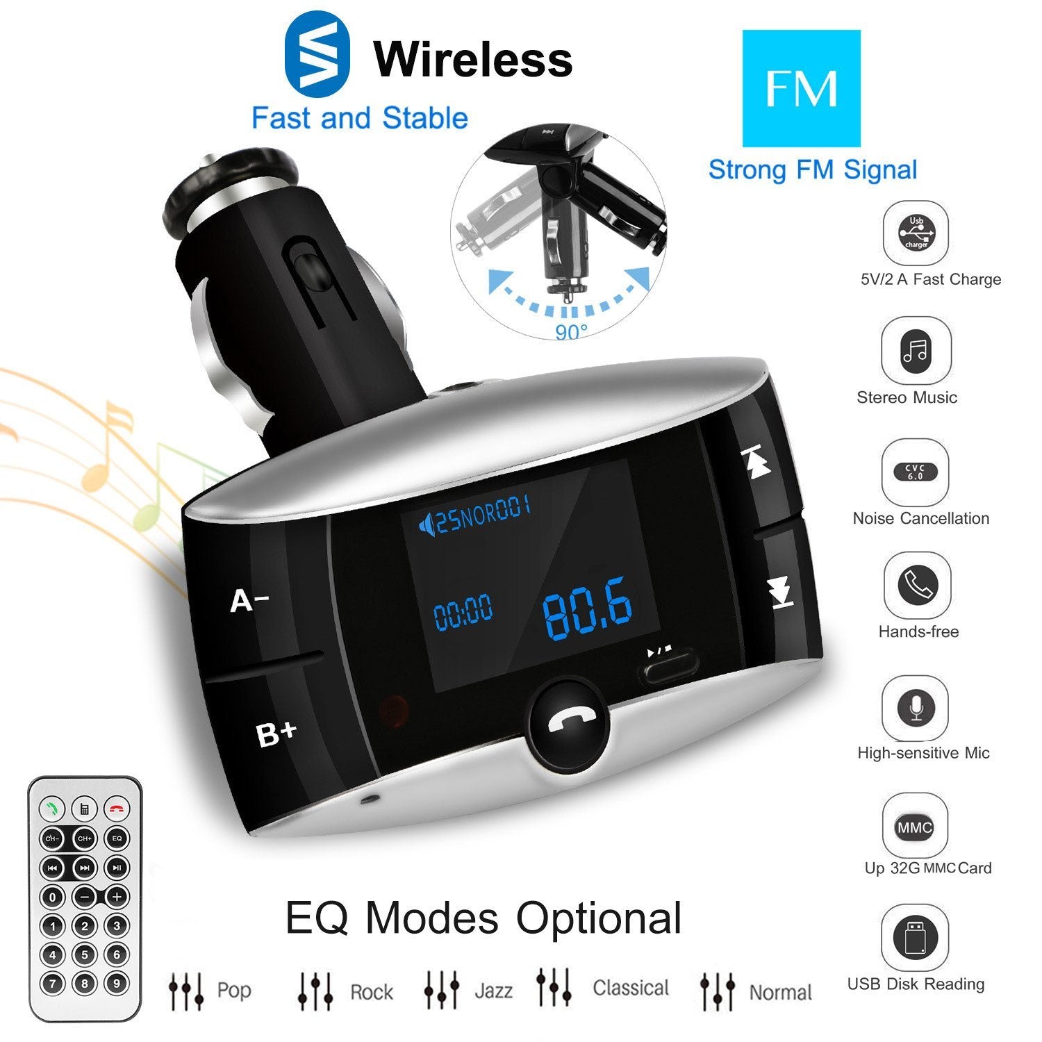 Car Wireless FM Transmitter USB Charger Hands-free Call MP3 Player Automotive - DailySale