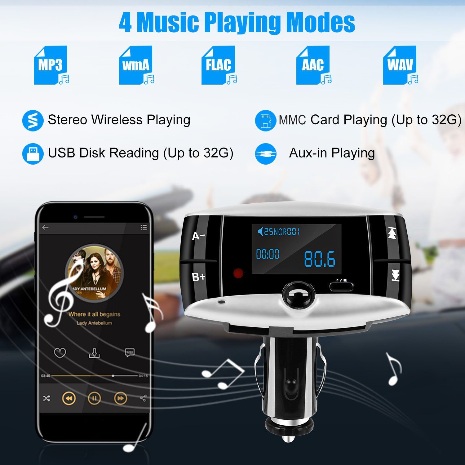 Car Wireless FM Transmitter USB Charger Hands-free Call MP3 Player Automotive - DailySale