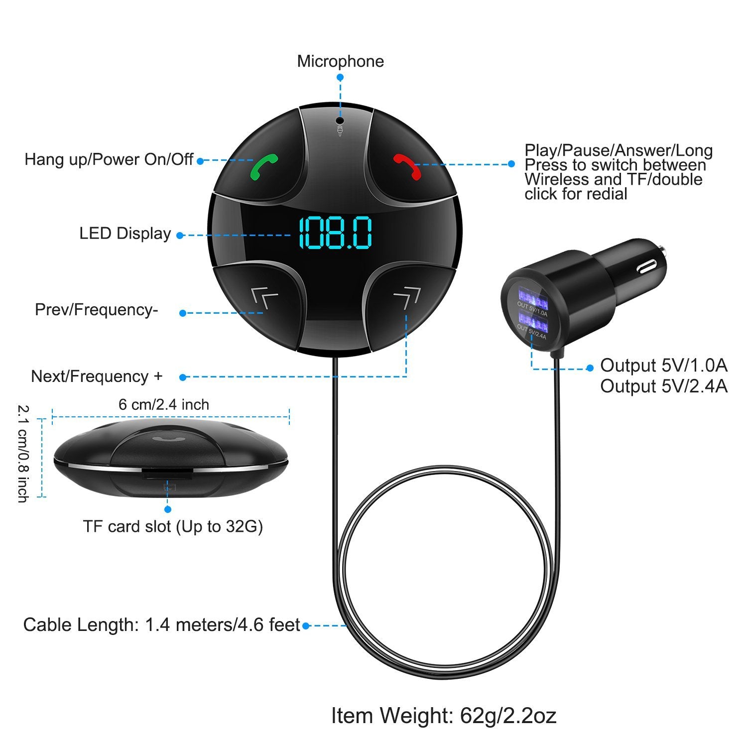 Car Wireless FM Transmitter V4 .2 Car MP3 Player Automotive - DailySale