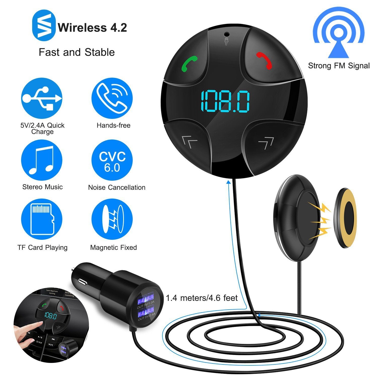 Car Wireless FM Transmitter V4 .2 Car MP3 Player Automotive - DailySale