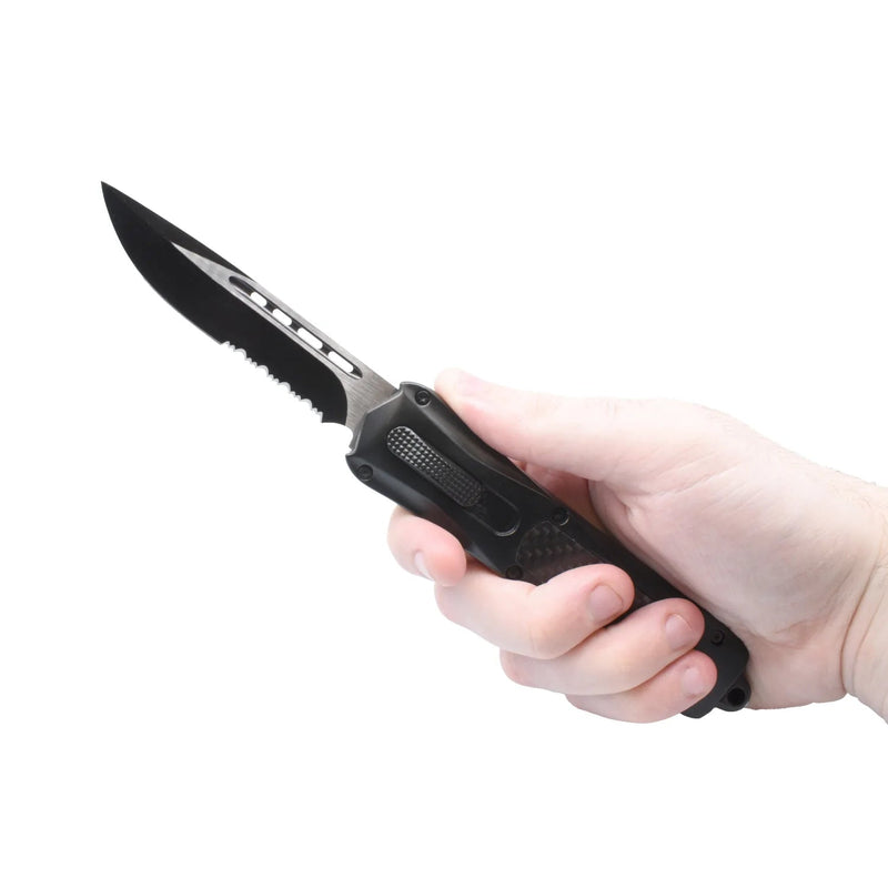 Carbon Fiber Automatic OTF Knife with Belt Clip Tactical - DailySale