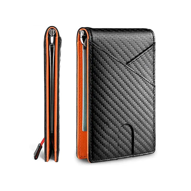 Carbon Fiber Rfid Men Wallets Bi-fold Vallet Billfold Men's Shoes & Accessories Orange - DailySale