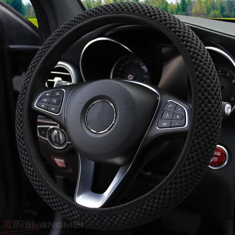 Carbon Fiber Sports Steering Wheel Cover Automotive Black - DailySale