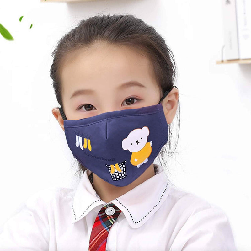 Cartoon Bears Cotton Dustproof for Children Face Masks & PPE Dark Blue - DailySale