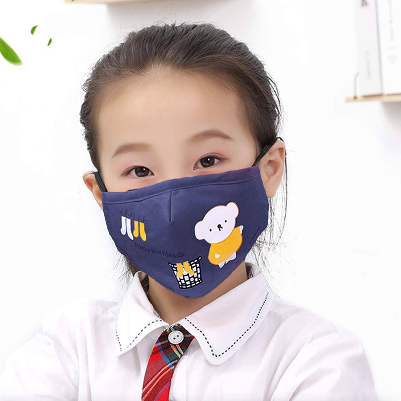 Cartoon Bears Cotton Dustproof for Children Face Masks & PPE Dark Blue - DailySale