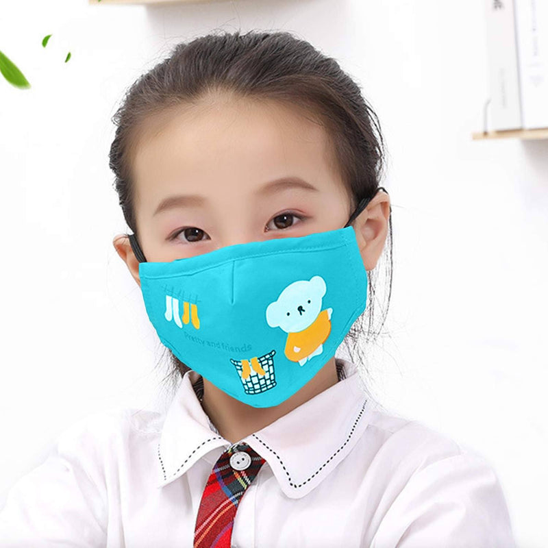 Cartoon Bears Cotton Dustproof for Children Face Masks & PPE Light Blue - DailySale