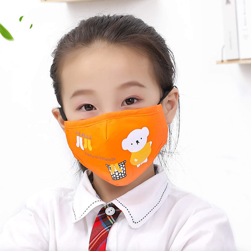 Cartoon Bears Cotton Dustproof for Children Face Masks & PPE Orange - DailySale