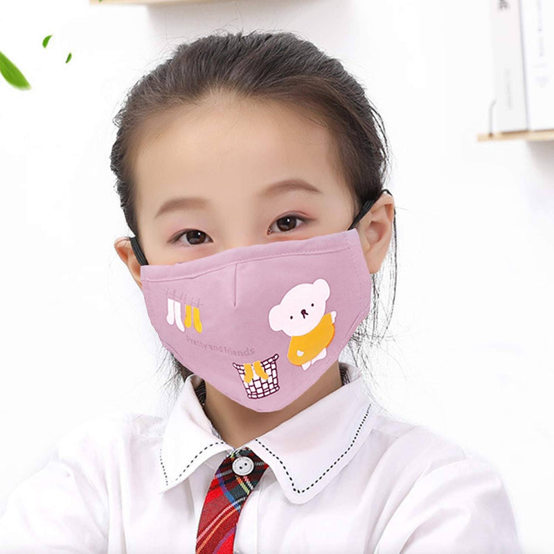 Cartoon Bears Cotton Dustproof for Children Face Masks & PPE Pink - DailySale