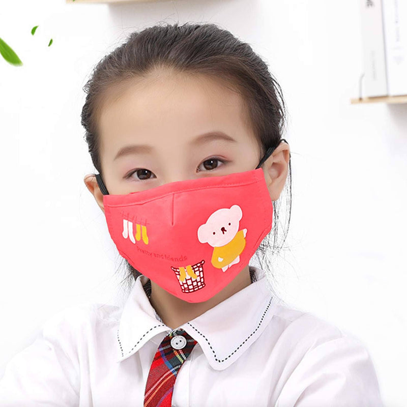 Cartoon Bears Cotton Dustproof for Children Face Masks & PPE Red - DailySale