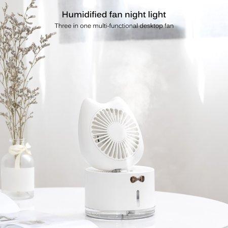 Cartoon Cat Fan Humidifier USB Charging Desktop Mute Hydrating Humidifier Wellness - DailySale