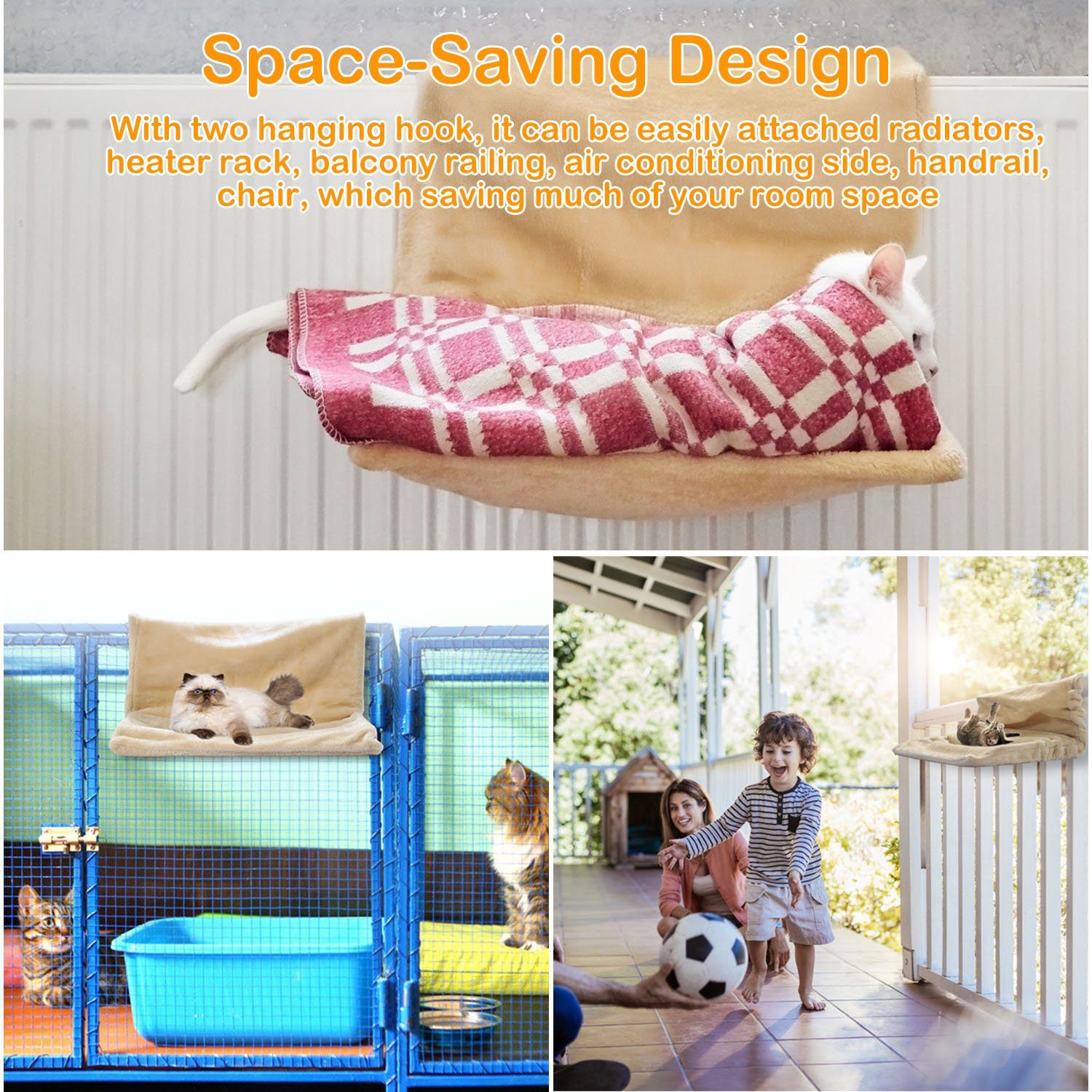 Cat Radiator Bed Pet Hammock Hanging Mat Blanket with Metal Frame Pet Supplies - DailySale