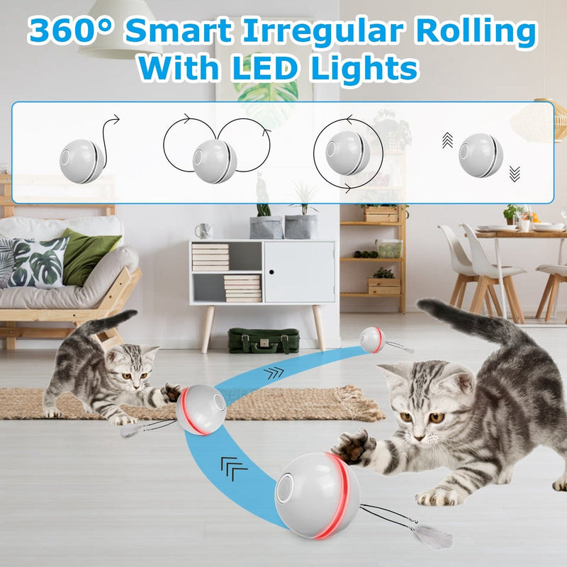 Cat Teaser Ball Automatic Self Rotating Interactive Cat Motion Exercise Toy Pet Supplies - DailySale