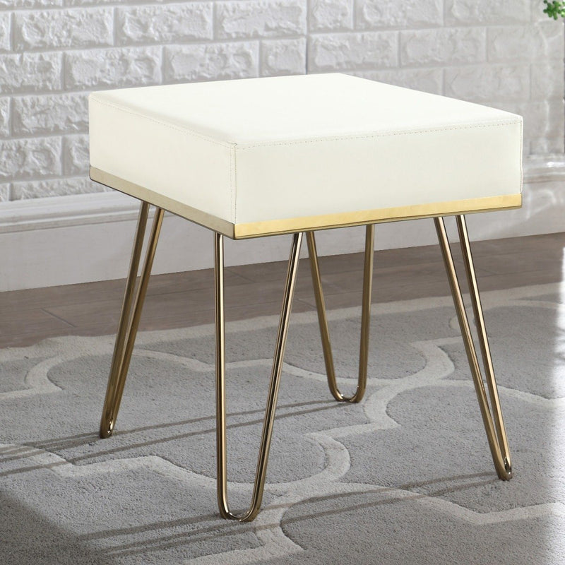 Catheau Square Ottoman Brass Finished Frame Hairpin Legs Furniture & Decor - DailySale