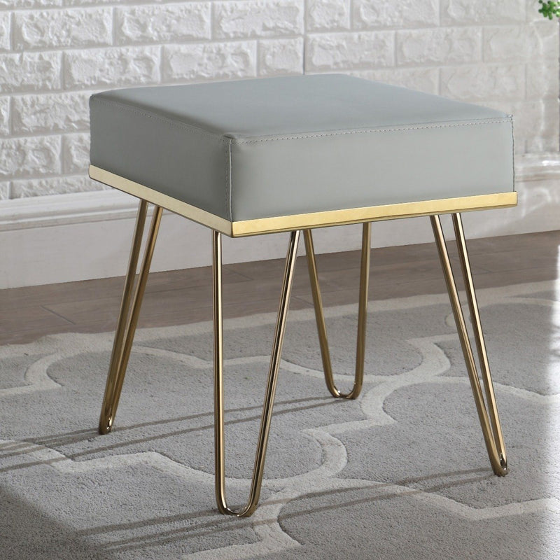 Catheau Square Ottoman Brass Finished Frame Hairpin Legs Furniture & Decor Gray - DailySale