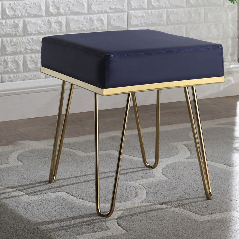Catheau Square Ottoman Brass Finished Frame Hairpin Legs Furniture & Decor Navy - DailySale