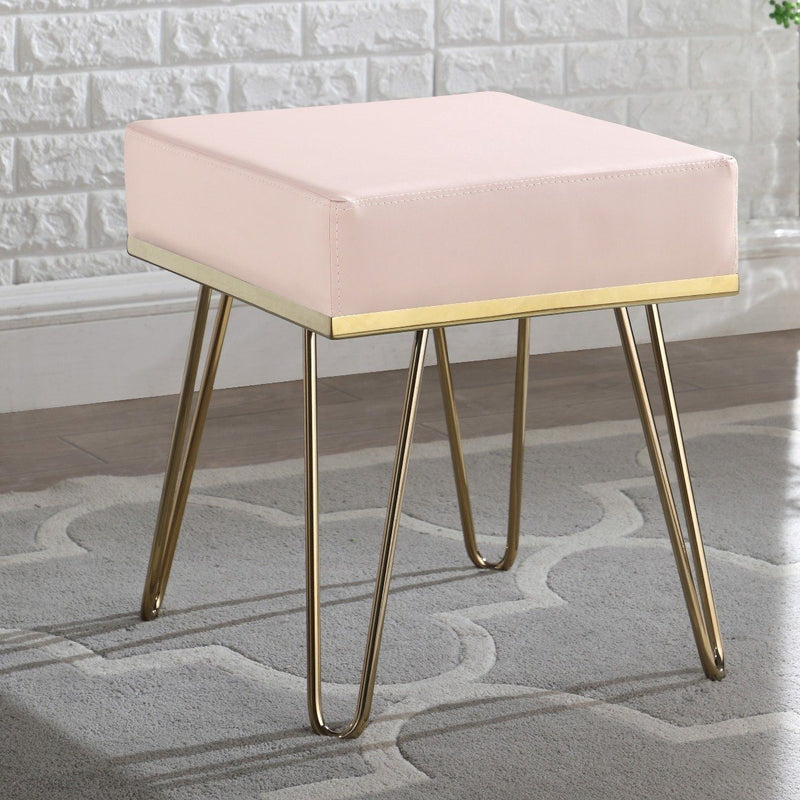 Catheau Square Ottoman Brass Finished Frame Hairpin Legs Furniture & Decor Taupe - DailySale