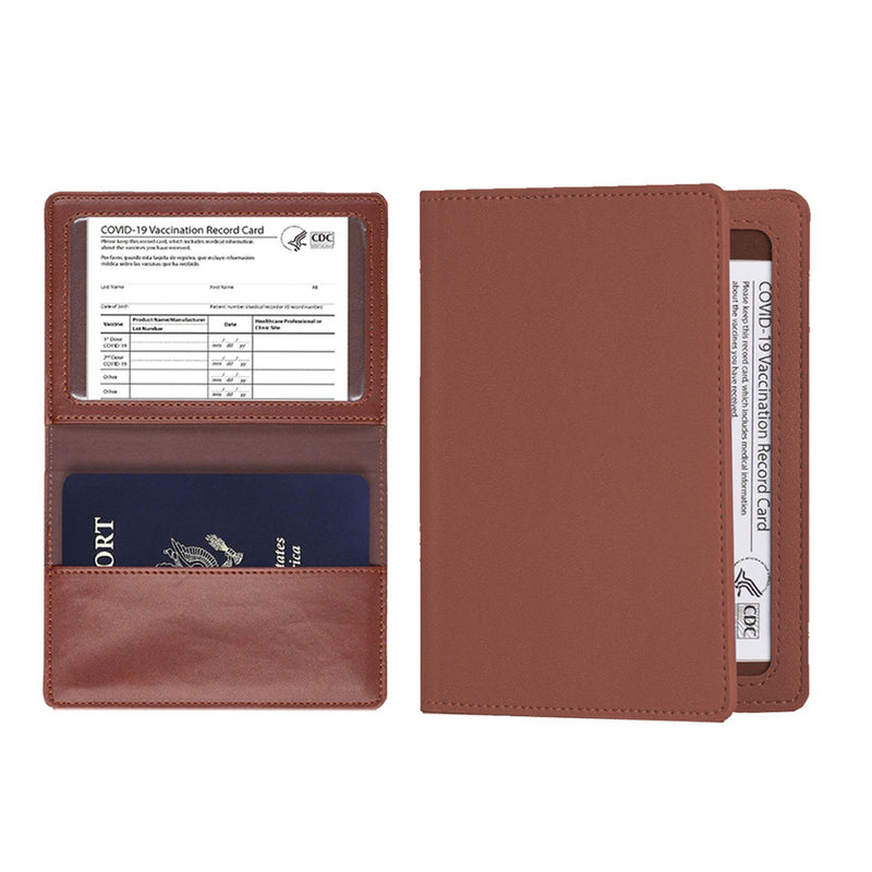 CDC Vaccination Card Holder And RFID Passport Organizer Holder Bags & Travel Brown - DailySale