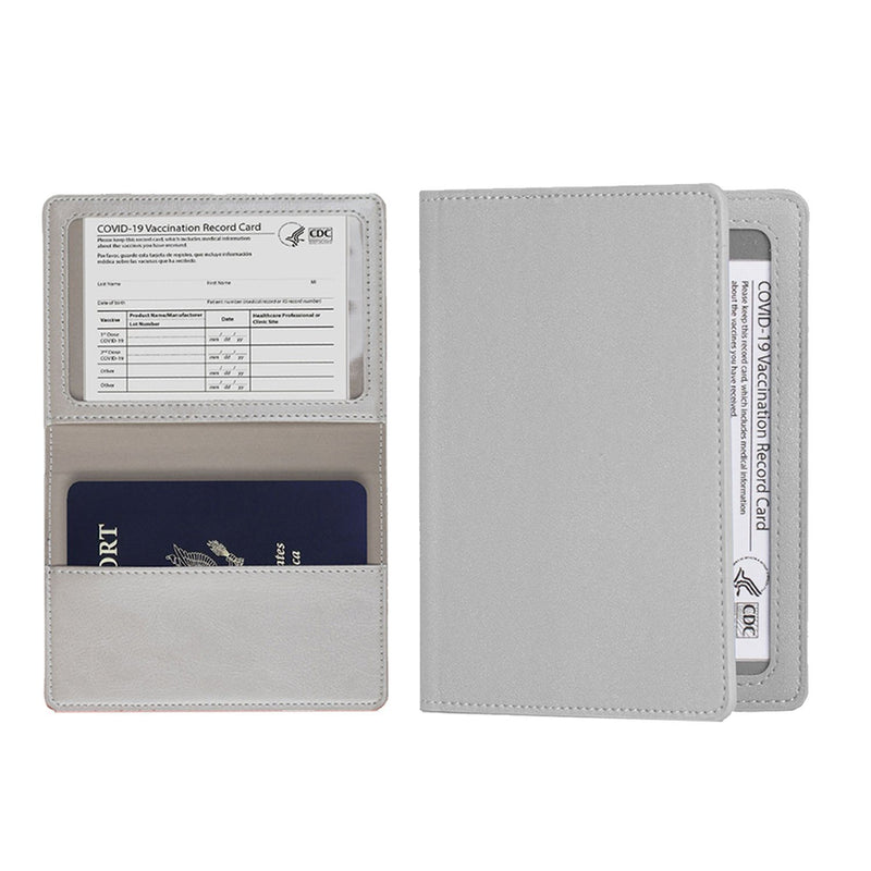 CDC Vaccination Card Holder And RFID Passport Organizer Holder Bags & Travel Gray - DailySale