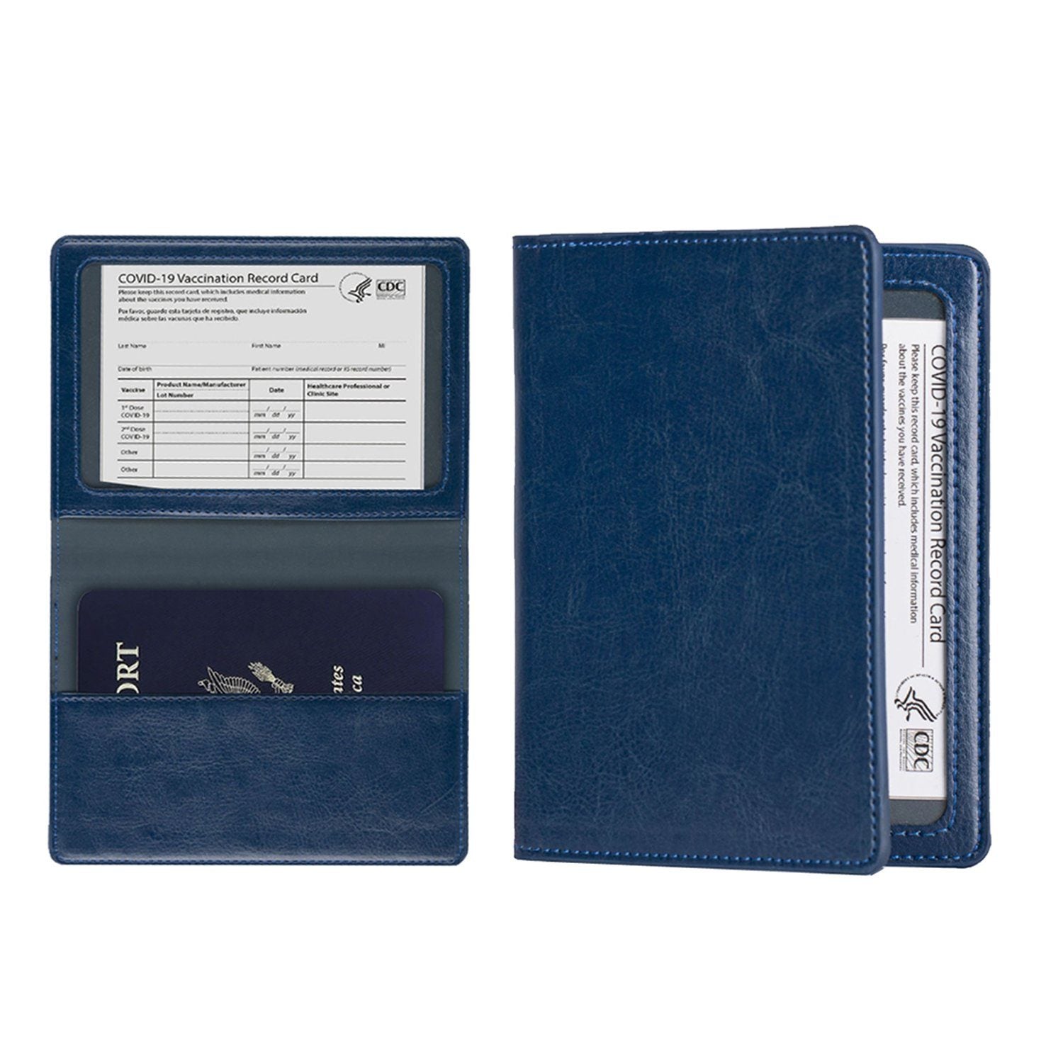 CDC Vaccination Card Holder And RFID Passport Organizer Holder Bags & Travel Navy - DailySale