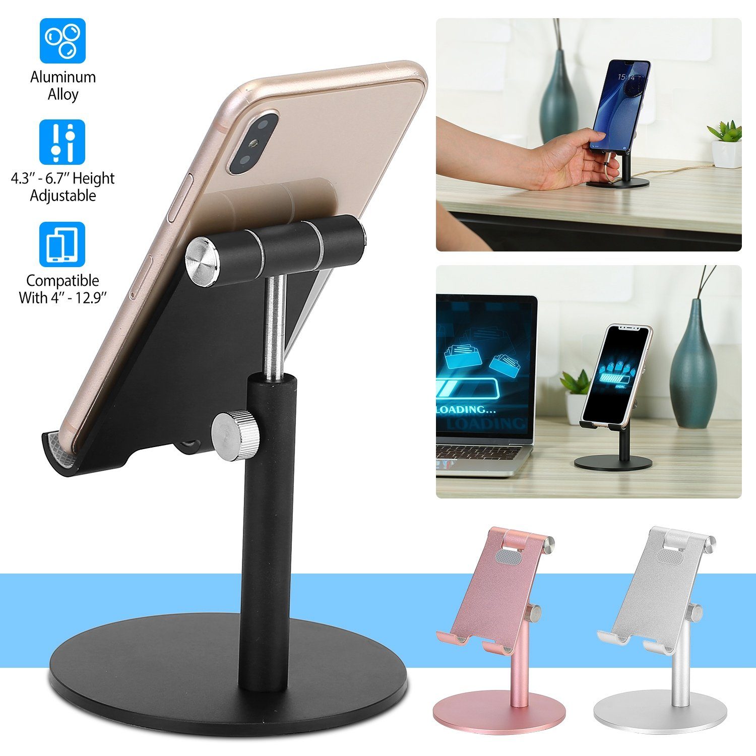 Cellphone Stand Universal No-Slip Aluminum Alloy Thick Case Friendly Mobile Accessories - DailySale