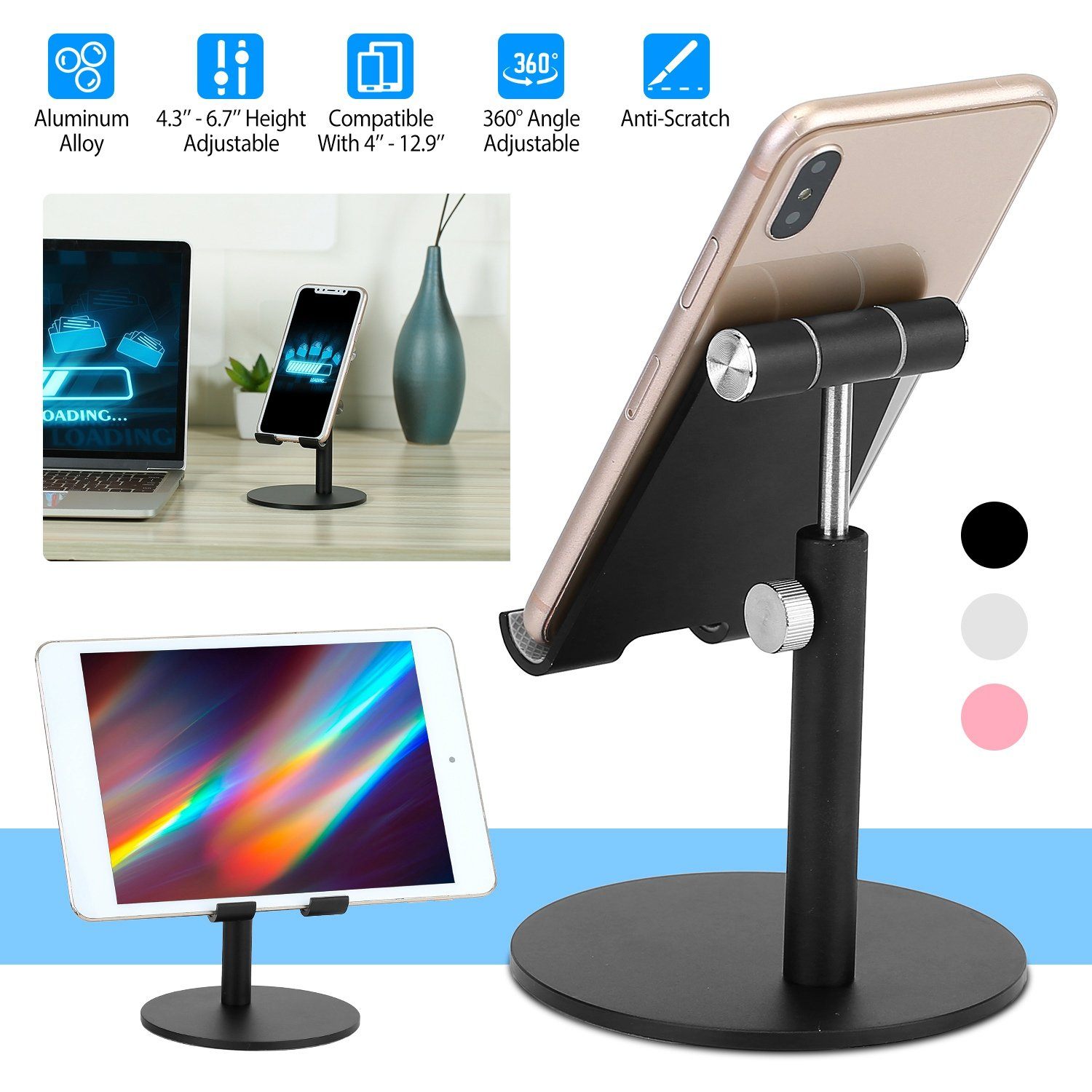 Cellphone Stand Universal No-Slip Aluminum Alloy Thick Case Friendly Mobile Accessories - DailySale