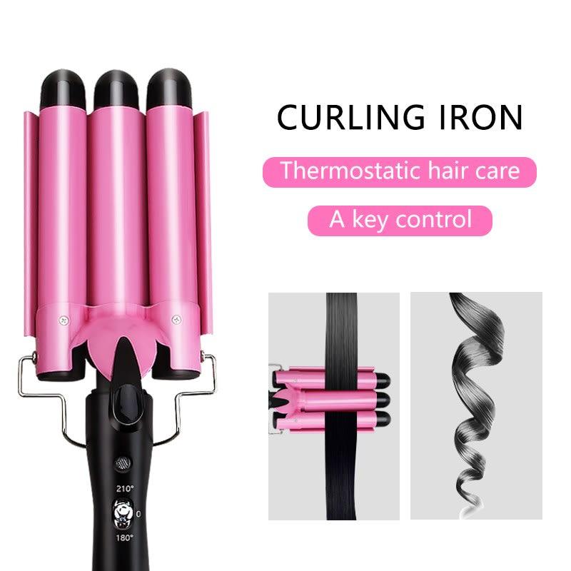 Ceramic Triple Barrel Curling Iron with LCD Display Beauty & Personal Care - DailySale