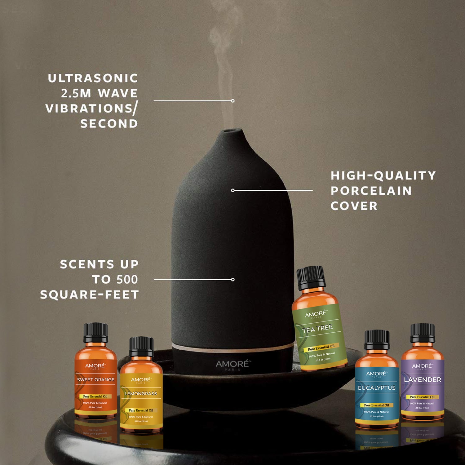 Ceramic Ultrasonic Aromatherapy Essential Oil Diffuser Wellness - DailySale