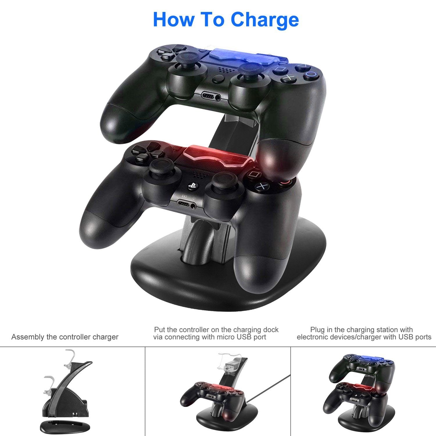 Charging Dock Station Dual Micro USB Stand for PS4 Pro Video Games & Consoles - DailySale