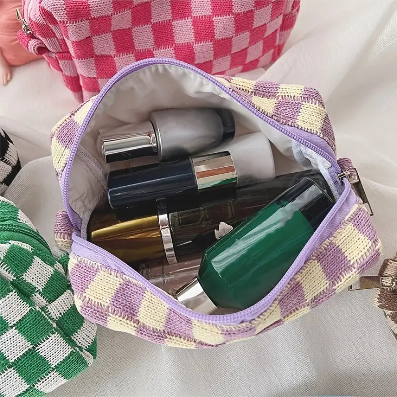 Checkered Pattern Zipper Makeup Bag Bags & Travel - DailySale